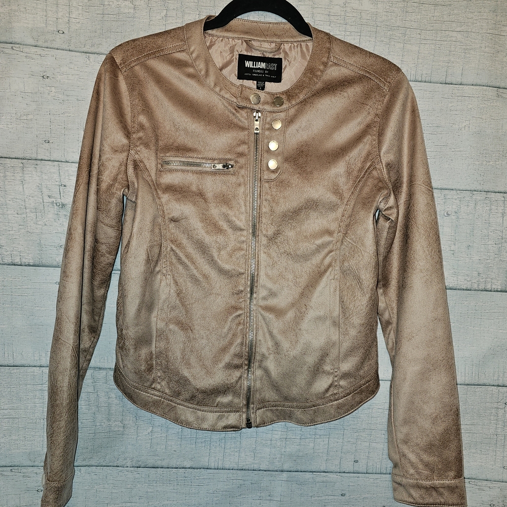 William Rast Faux Rogue Suede Moto Jacket Light Pink Size Small